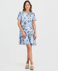 Style & Co Petite Short-Sleeve Floral T-Shirt Dress, Created for Macy's