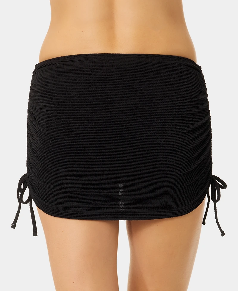 California Waves Women's Solid Popcorn Scrunch Side-Tie Swim Skirt