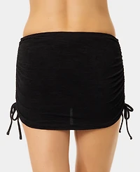 California Waves Women's Solid Popcorn Scrunch Side-Tie Swim Skirt