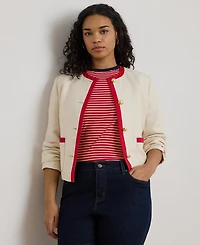 Lauren Ralph Plus Two-Tone Crewneck Blazer