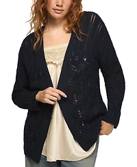Lucky Brand Women's Mixed Stitch Open Front Cardigan Sweater