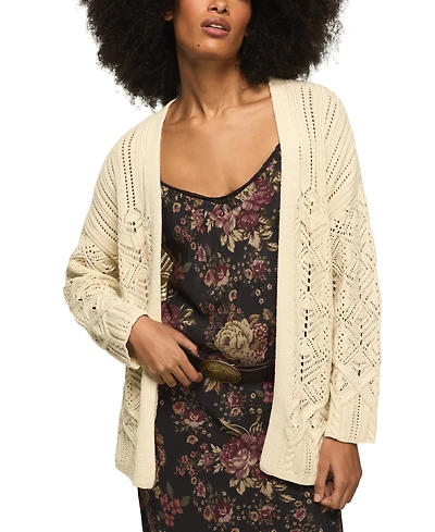 Lucky Brand Women's Mixed Stitch Open Front Cardigan Sweater