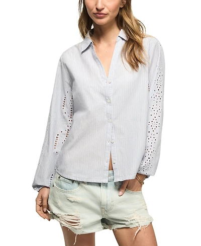 Lucky Brand Women's Cutwork Long-Sleeve Button-Down Shirt