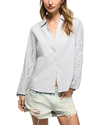 Lucky Brand Women's Cutwork Long-Sleeve Button-Down Shirt
