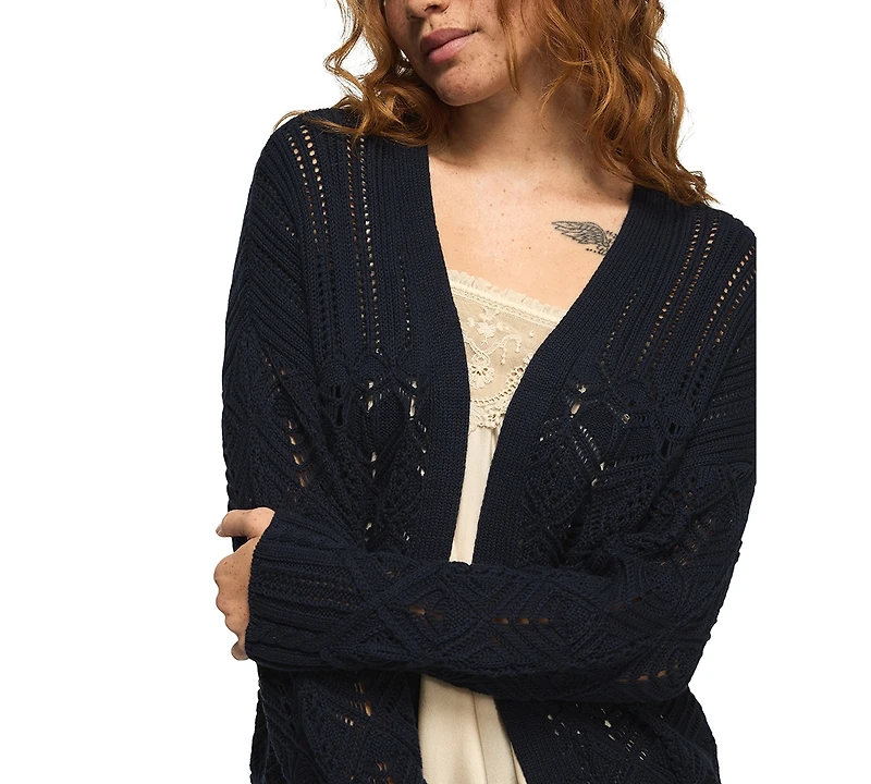 Lucky Brand Women's Mixed Stitch Open Front Cardigan Sweater