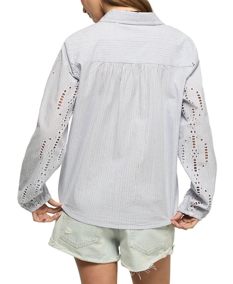 Lucky Brand Women's Cutwork Long-Sleeve Button-Down Shirt
