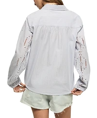 Lucky Brand Women's Cutwork Long-Sleeve Button-Down Shirt