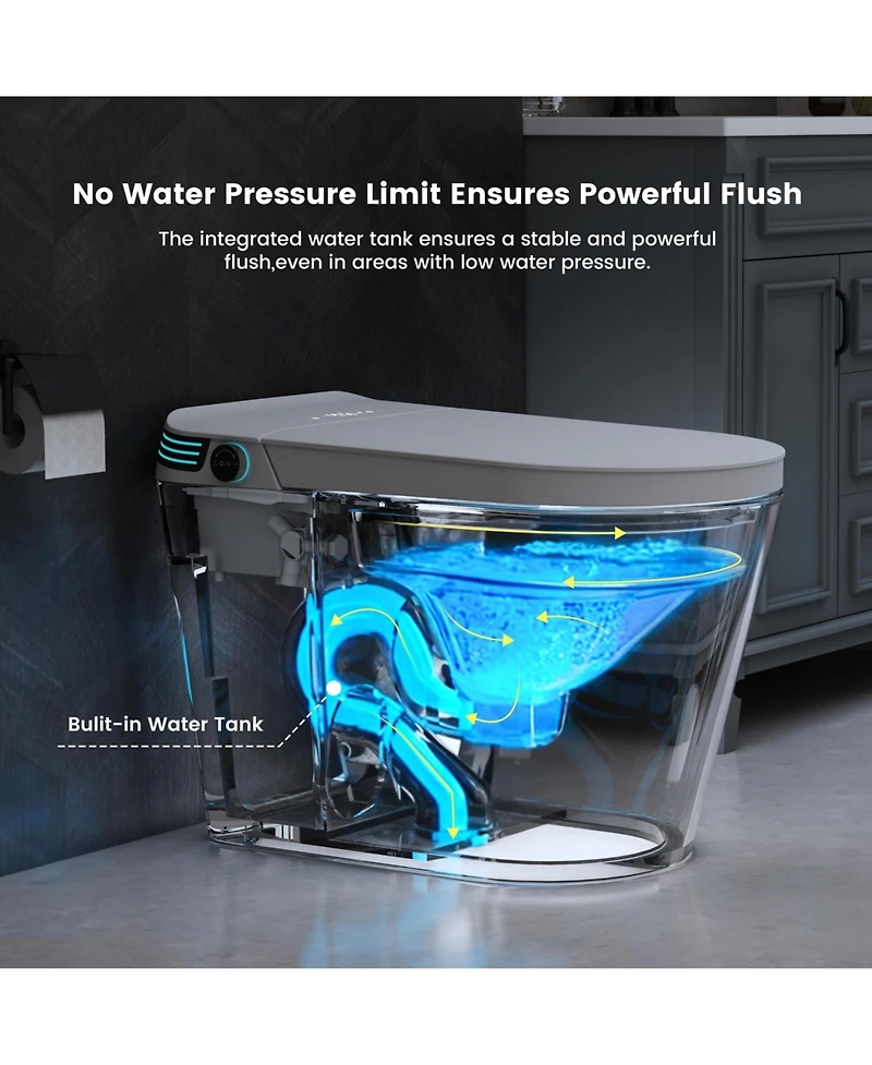 Casainc Smart One-Piece Bathroom Fixture with Built-in Tank, 4-Level Heated Seat & Warm Air Dryer