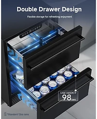 Euhomy 23.4-in W 150-Can Capacity Built-in/Freestanding Beverage Refrigerator in Black