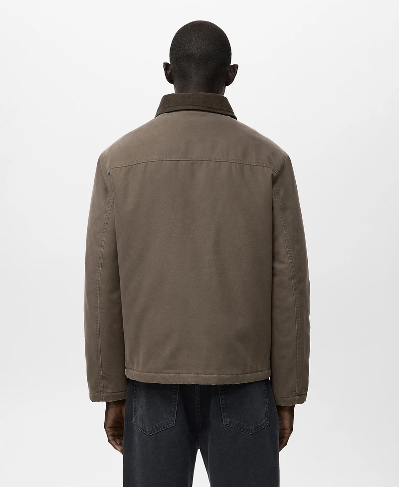 Mango Men's Corduroy Collar Quilted Jacket