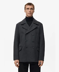 Mango Men's Short Double-Breasted Wool Coat