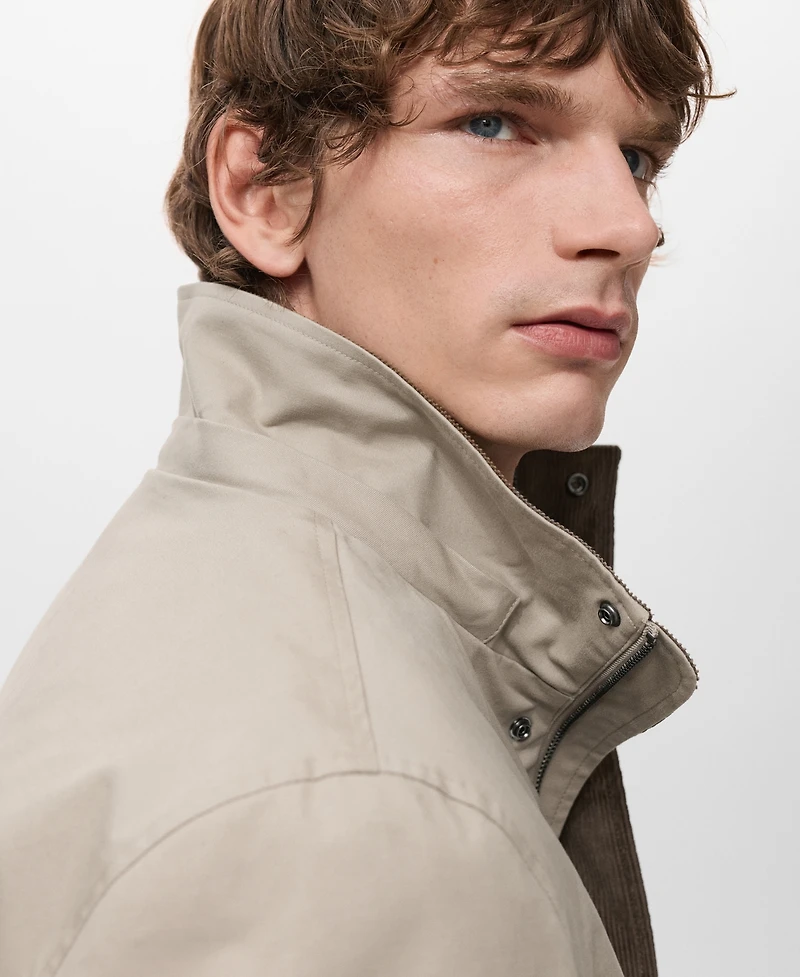 Mango Men's Detachable Inner Hood Parka