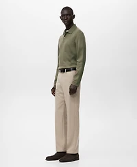 Mango Men's Regular-Fit Knitted Polo Sweater