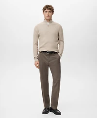 Mango Men's Zip Neck Ribbed Sweater