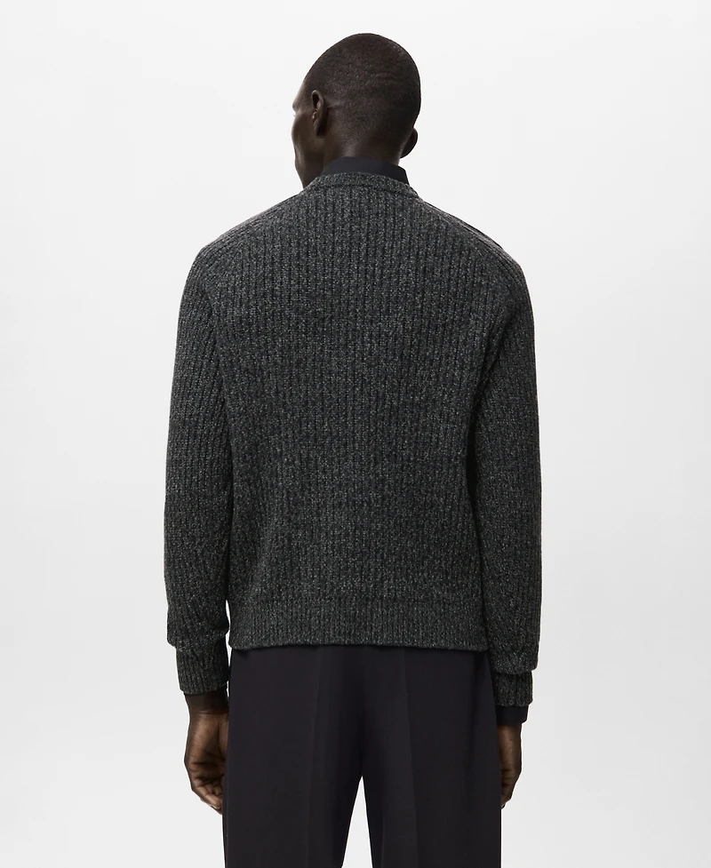 Mango Men's Wool-Blend Rib-Knit Sweater