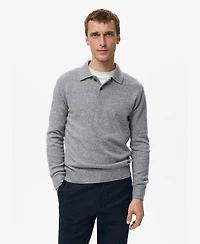 Mango Men's Knitted Wool Blend Polo Sweater