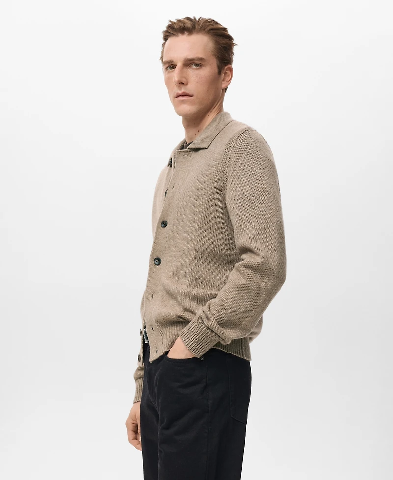 Mango Men's Knitted Wool Blend Cardigan