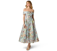 Adrianna Papell Women's Off-The-Shoulder Ankle Midi Dress