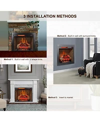 Clihome 28inch Infrared Electric Fireplace with Removable Trim kit Insert, Touch Panel Home Decor Heater, Smokeless Firebox with Fire Crackling Sound