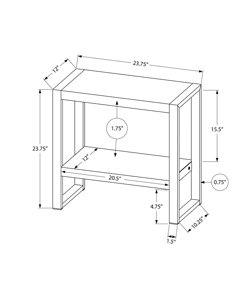 Lovmor Accent Table, Side, End, Nightstand, Lamp, Living Room, Bedroom, Black Laminate, Black Metal, Industrial