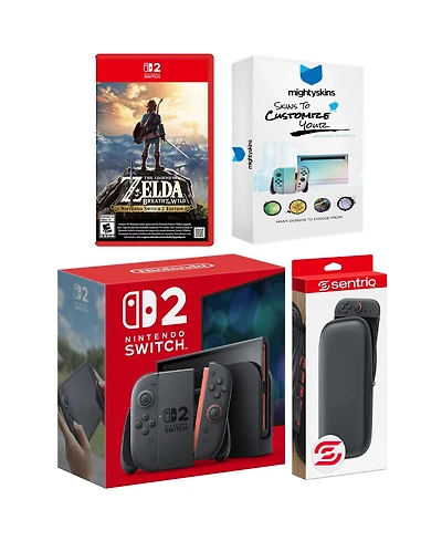 Nintendo Switch 2 Video Game Console with Legend of Zelda Breath of the Wild, MightySkins Code and Protective Case Bundle