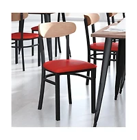 Emma+Oliver Yara Industrial Dining Chair with Rolled Steel Frame and Solid Wood Seat