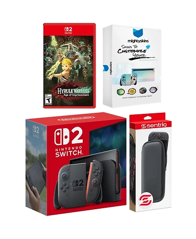 Nintendo Switch 2 Video Game Console with Hyrule Warriors Age of Imprisonment, MightySkins Code and Protective Case Bundle