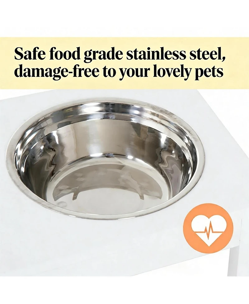 Aostirmotor Dog Bowls Elevated Feeding Station in White
