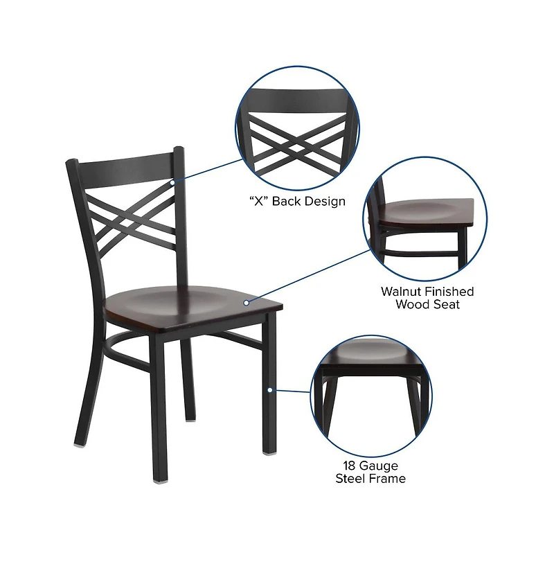 Emma+Oliver X" Back Metal Restaurant Dining Chair