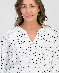 Style & Co Petite 3/4-Puff-Sleeve Knit Top, Macy's Exclusive