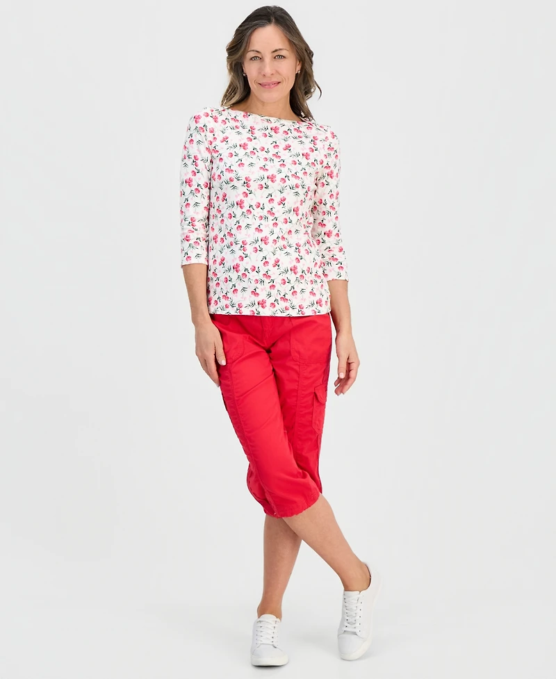 Style & Co Petite Cotton Hydrangea Love Top, Macy's Exclusive