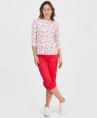 Style & Co Petite Cotton Hydrangea Love Top, Macy's Exclusive