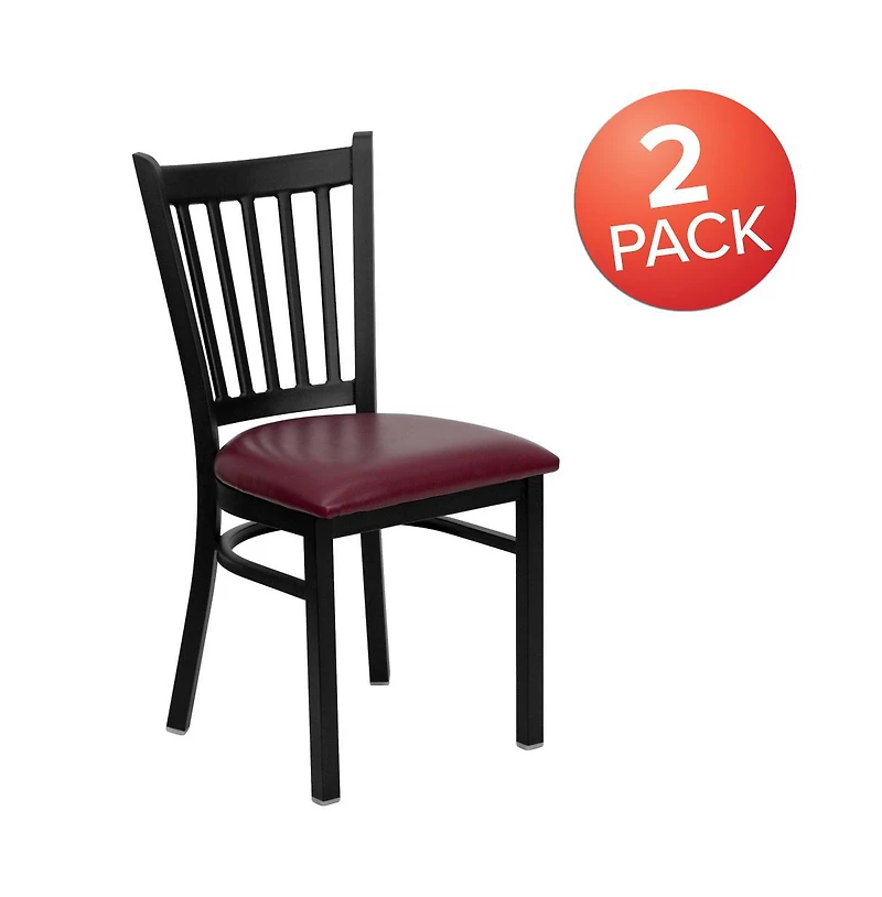 Emma+Oliver 2 Pack Vertical Back Metal Restaurant Chair