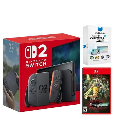 Nintendo Switch 2 Video Game Console with Hyrule Warriors Age of Imprisonment and MightySkins Code Bundle