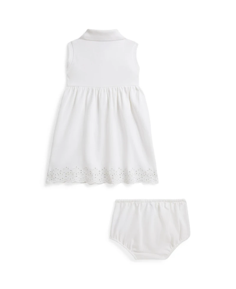 Polo Ralph Lauren Baby Girls' Eyelet Stretch Collar Dress & Bloomers, 2-Piece Set
