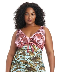 Bleu by Rod Beattie Plus White Lotus Halter Tankini Swim Top