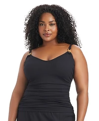 Bleu by Rod Beattie Plus Pique Ole Scoop Neck Tankini Swim Top