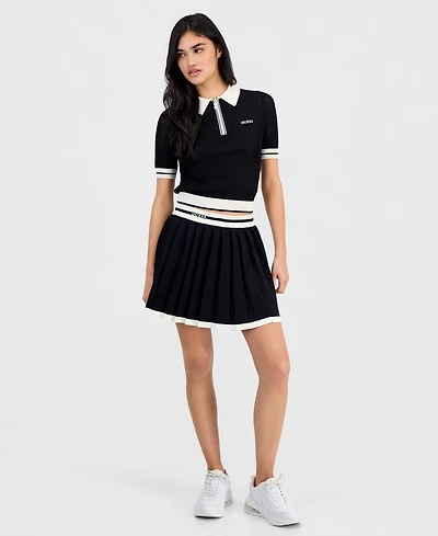 Guess Juniors' Gabry Pleated Sweater Mini Skirt