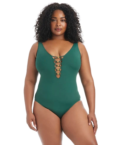 Bleu by Rod Beattie Plus Lets Get Knotty Full Coverage One-Piece Swimsuit