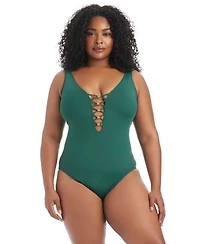 Bleu by Rod Beattie Plus Lets Get Knotty Full Coverage One-Piece Swimsuit