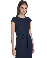 Calvin Klein Women's Tie-Front Crewneck Midi Dress