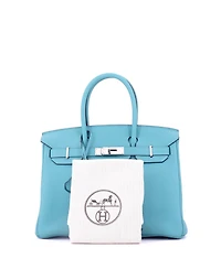 Pre-Owned HERMES Birkin 30 Handbag Blue Togo with Palladium Hardware