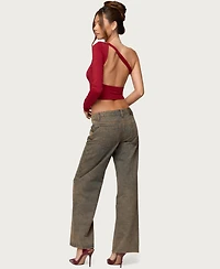 Edikted Women's Mila Asymmetric Backless One Shoulder Top