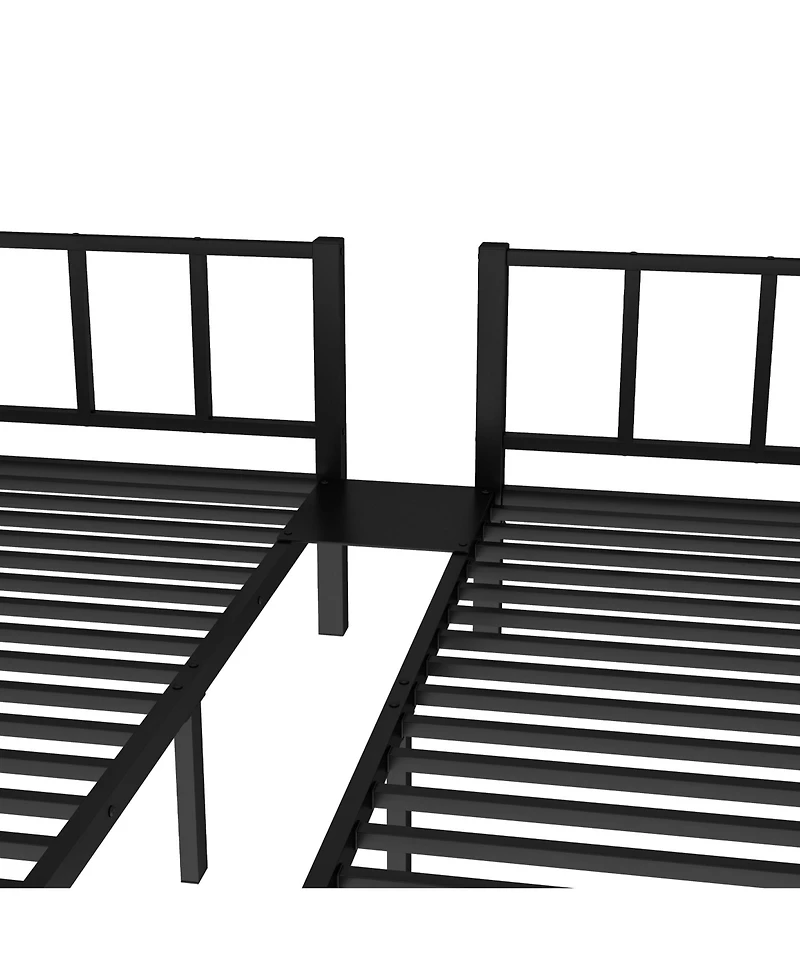 Streamdale Furniture Twin/Queen Metal Triple Bunk Bed - Black