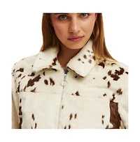 Cotton On Women's Cow Faux Fur Jacket