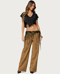 Edikted Womens Deena Ruffled V Neck Top