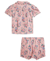 Polo Ralph Lauren Baby Girls' Floral Print Collared Shirt and Shorts, 2-Piece Set