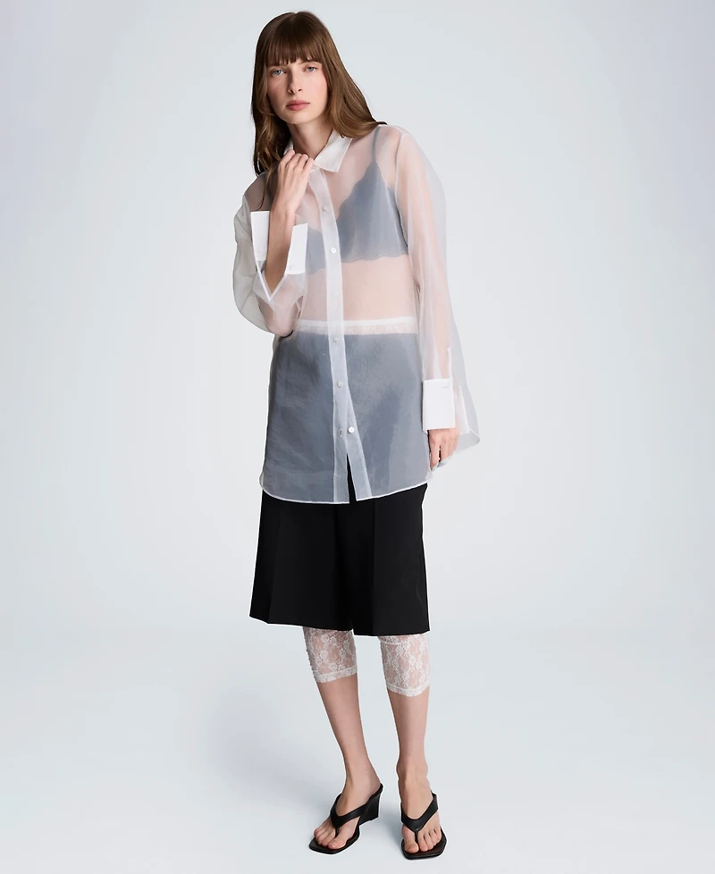 Kenneth Cole Women's Oversized Collared Tunic Shirt