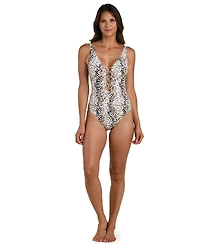 La Blanca Women's Wild Whispers Plunge One-Piece Swimsuit