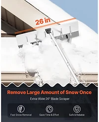 Mecale Snow Roof Rake, 26" Aluminum Blade, 7.5-20 ft Adjustable, Wheels, Non-Slip Handle, Roof Snow Scraper